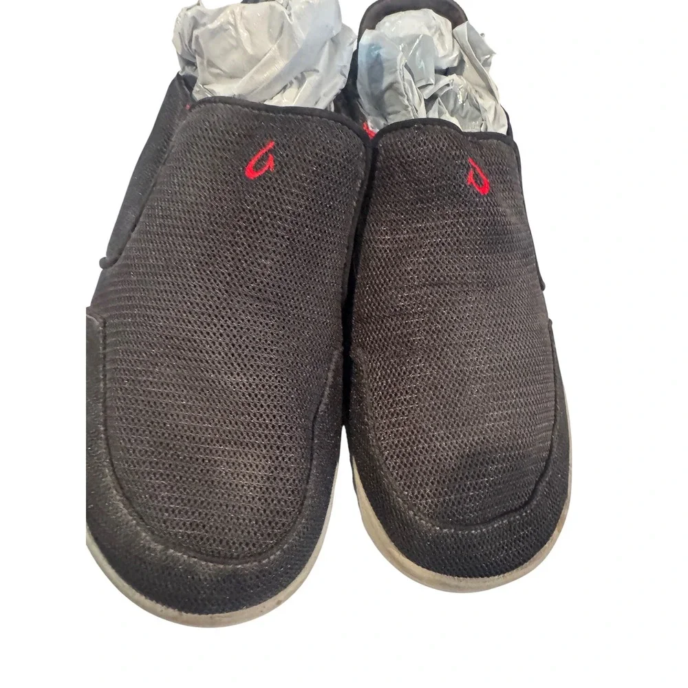 OluKai Nohea Mesh Black Shadow Red Slip On Shoes Mens 11